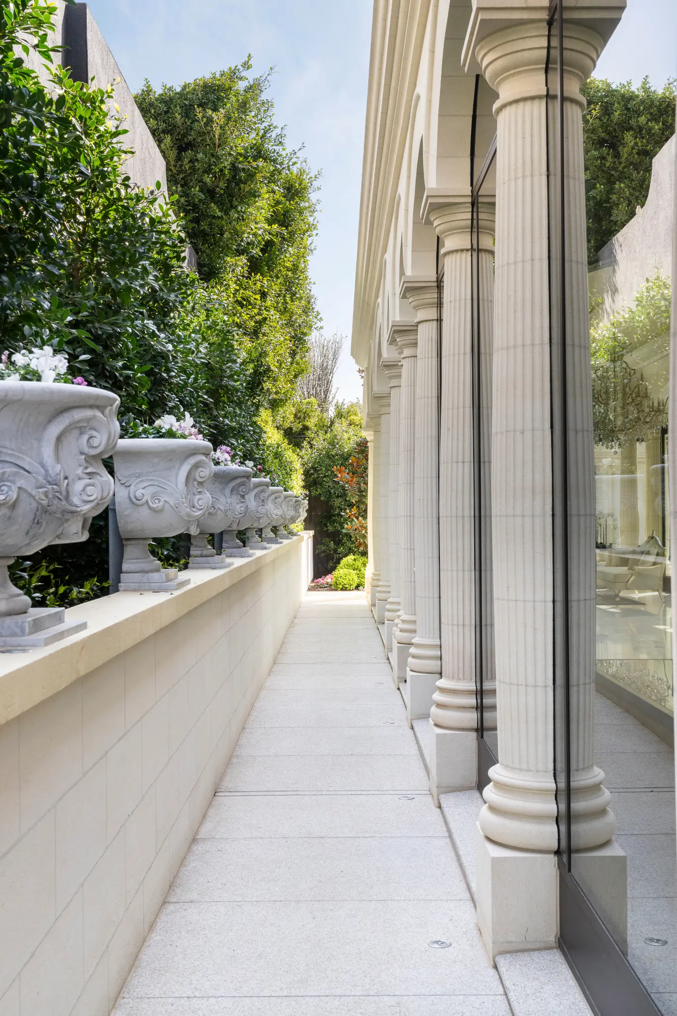 Side of Limestone House Pillars