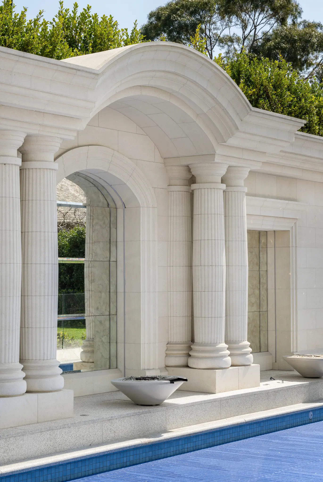 Limestone Pool Pillars
